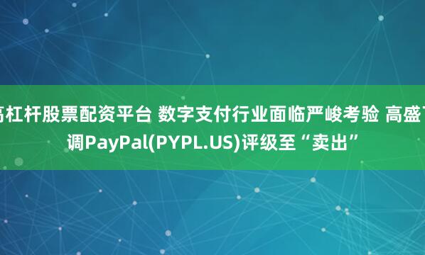 高杠杆股票配资平台 数字支付行业面临严峻考验 高盛下调PayPal(PYPL.US)评级至“卖出”